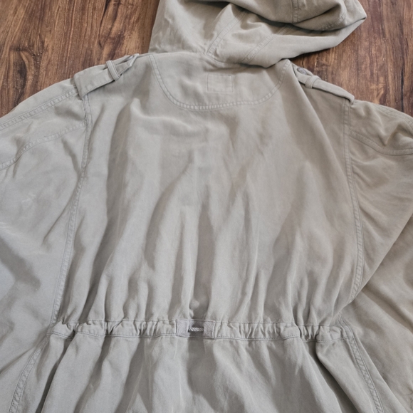 Go> by GoSilk Washable Silk Blend Hooded Jacket Open-Side Utility Anorak Olive - Picture 12 of 16
